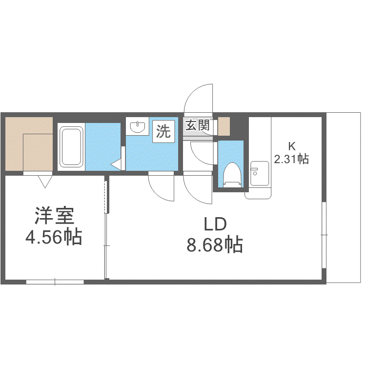 ヴォーネン幌西(1LDK/3階)の間取り写真