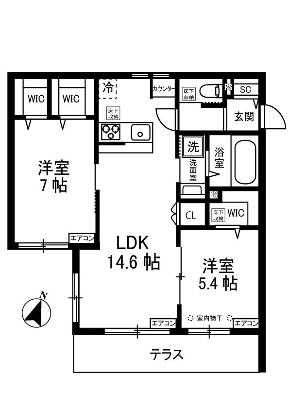 プリマステラ(2LDK/1階)の間取り写真