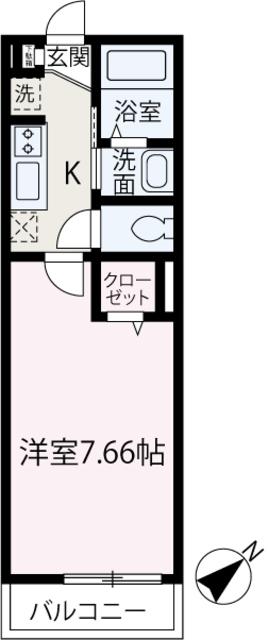 TKWILL上福岡II(1K/3階)の間取り写真