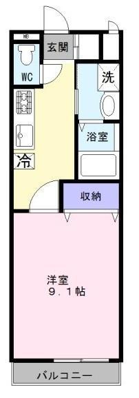 リバーサイドヒルズ(1K/1階)の間取り写真