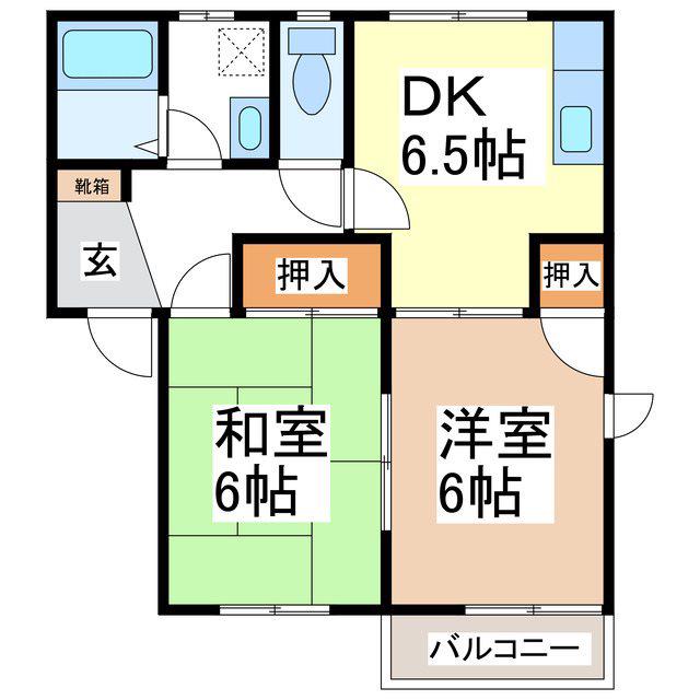 フレグランス川中島(2DK/1階)の間取り写真