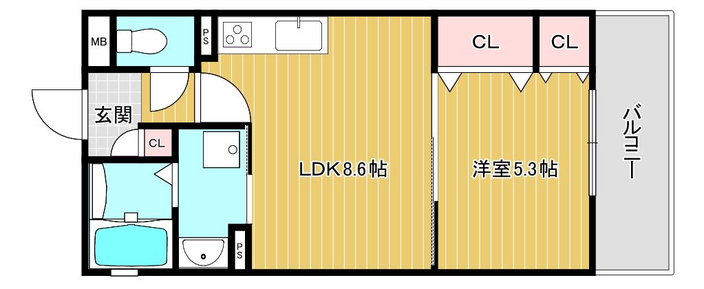 ピレーネ北条Ⅴ(1LDK/2階)の間取り写真