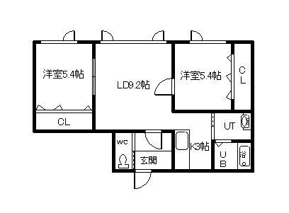 クロルウェルシュ(2LDK/1階)の間取り写真