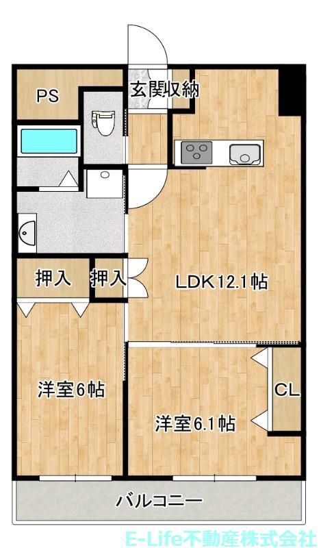 アンソレイエ(2LDK/5階)の間取り写真