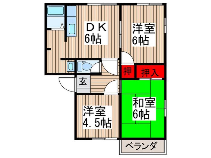 本郷ハイツ(3DK/1階)の間取り写真