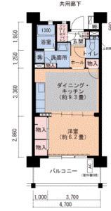 URグリーンヒルズ仁川 7号棟(1DK/1階)の間取り写真
