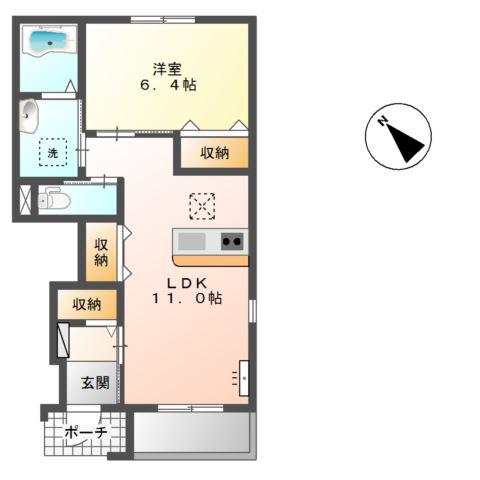 サンライズ(1LDK/1階)の間取り写真
