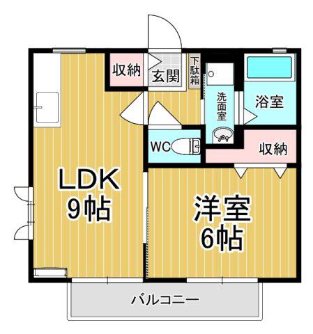 プレミール泉(1LDK/2階)の間取り写真
