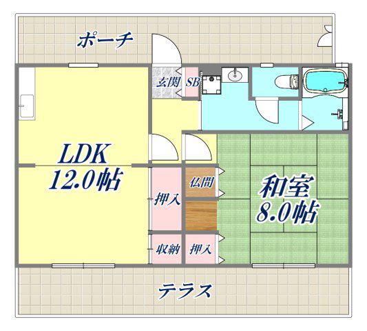 イズミハイツ(1LDK/1階)の間取り写真