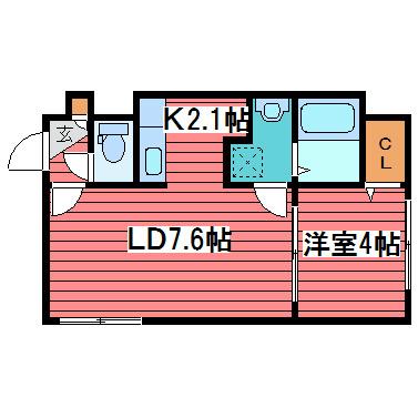カレラ月寒中央(1LDK/1階)の間取り写真