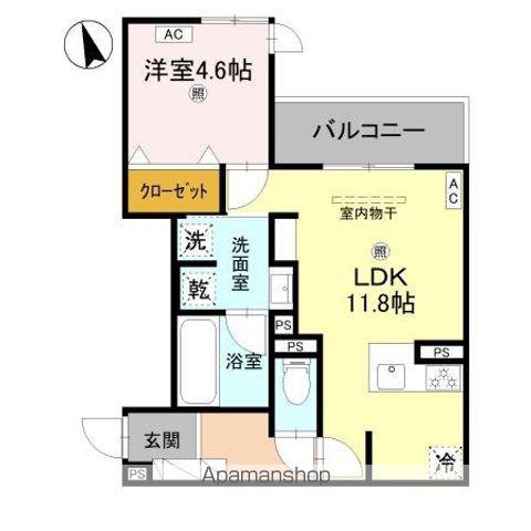 メゾンルル赤川(1LDK/2階)の間取り写真