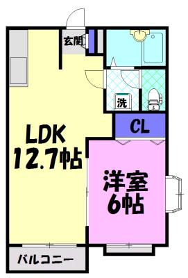 サンティア美輝A(1LDK/1階)の間取り写真
