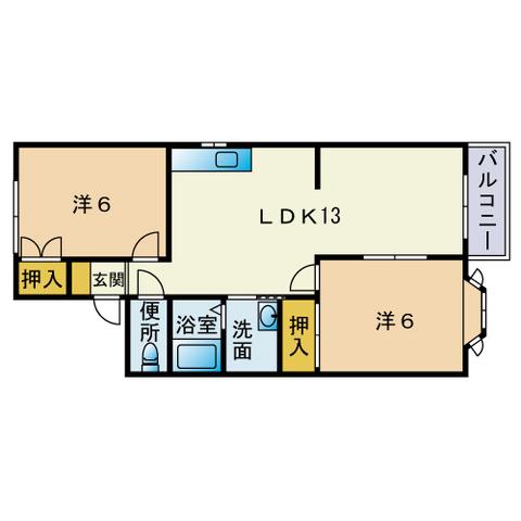 パーク・インビレッジ(2LDK/2階)の間取り写真