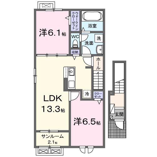 ミライエ(2LDK/2階)の間取り写真