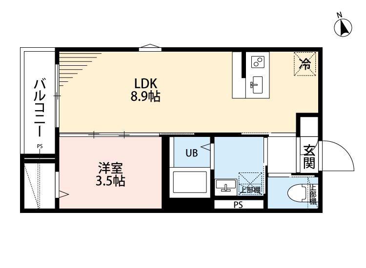 パークゲート稲毛(1LDK/3階)の間取り写真