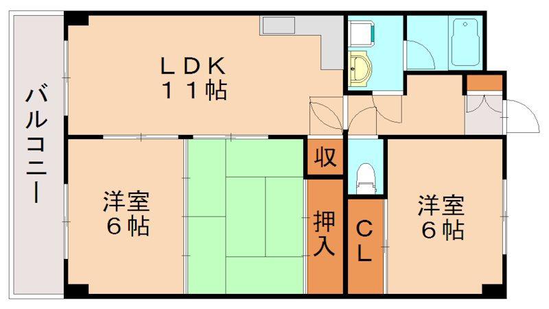 グレイスビルNO7(3LDK/1階)の間取り写真