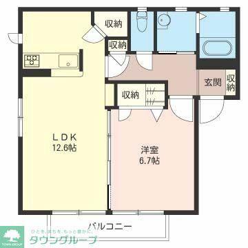 AZUR A(1LDK/1階)の間取り写真