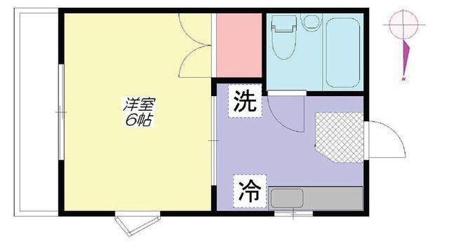 パインヒルハイムAB棟(1K/2階)の間取り写真