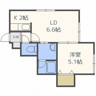 ラピスコート北24条(1LDK/3階)の間取り写真
