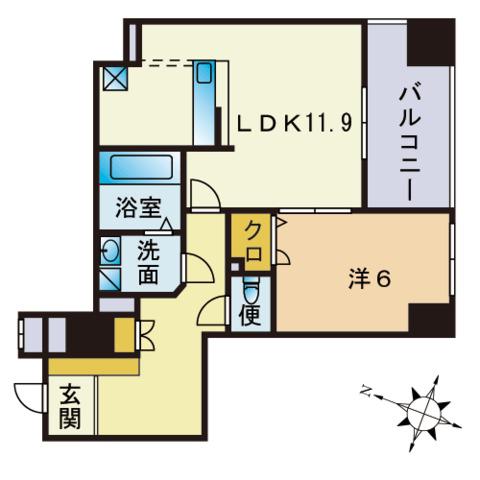 S-FORT警固タワー(1LDK/6階)の間取り写真