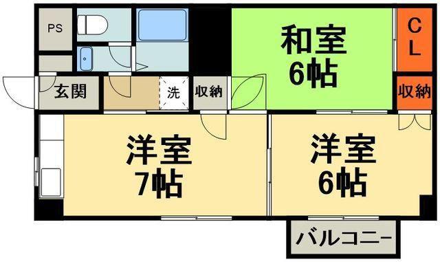 HILLSIDE東川口(2DK/2階)の間取り写真