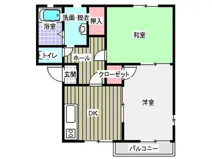 オリーブタウンB棟(2DK/1階)の間取り写真