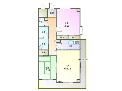 プロミネント藤岡(2LDK/3階)の間取り写真