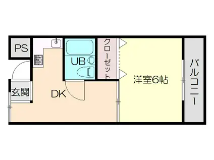 アーバンコート徳島 1ST AVENUE(1DK/6階)の間取り写真