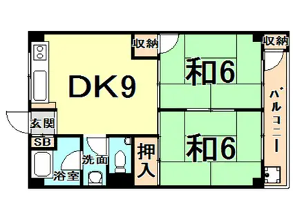 若草ハイツ(2DK/4階)の間取り写真