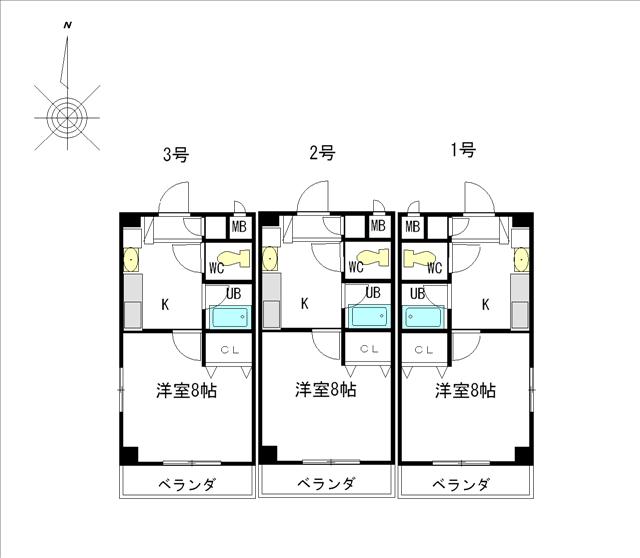 レージュ ウエスト(1K/3階)の間取り写真