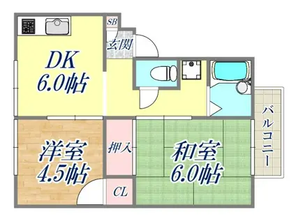 ハイツKS(2DK/2階)の間取り写真