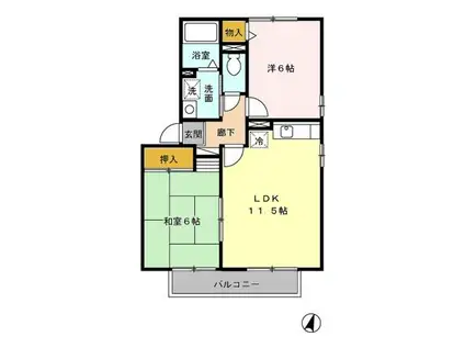 ファンシール(2LDK/1階)の間取り写真