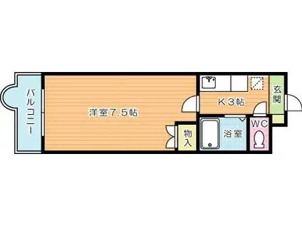 オリエンタル小倉南壱番館(1K/4階)の間取り写真