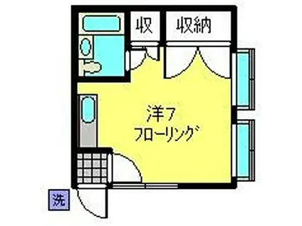 細川ハイツ(ワンルーム/1階)の間取り写真