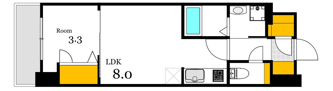 S-RESIDENCE広島駅CLARITY(1LDK/2階)の間取り写真