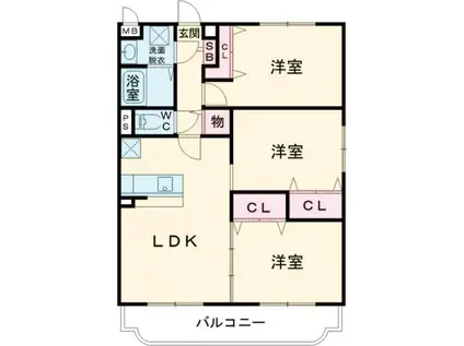 ピュアサファイアII(3LDK/2階)の間取り写真