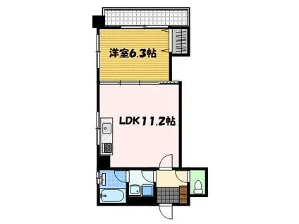クレール築町(1LDK/2階)の間取り写真