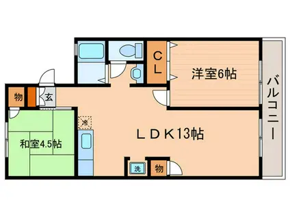 ティコハウス B棟(2LDK/2階)の間取り写真