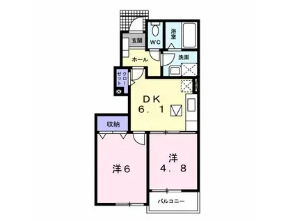 メゾン フジI(2DK/1階)の間取り写真