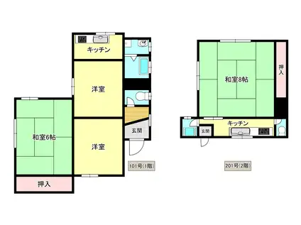 狭山市青柳アパート(1K/2階)の間取り写真