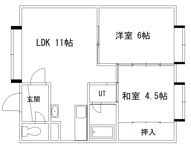 グランデージ2(2LDK/2階)の間取り写真