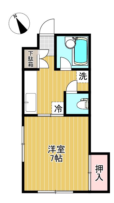 コーポ楓(1K/1階)の間取り写真