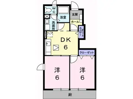 K-13B(2DK/1階)の間取り写真