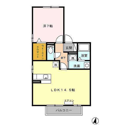 リビングタウン明ヶ島A(1LDK/2階)の間取り写真