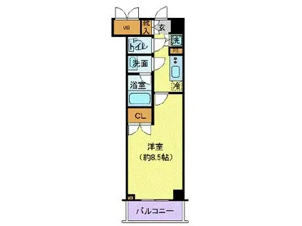 ヴィレッジハウス幕張本郷(1K/2階)の間取り写真