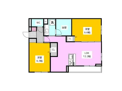 セントラーレ(2LDK/3階)の間取り写真