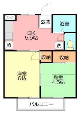 ハイツシュガー(2DK/2階)の間取り写真