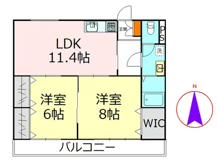 ガーデンフィール中央二番館(2LDK/3階)の間取り写真