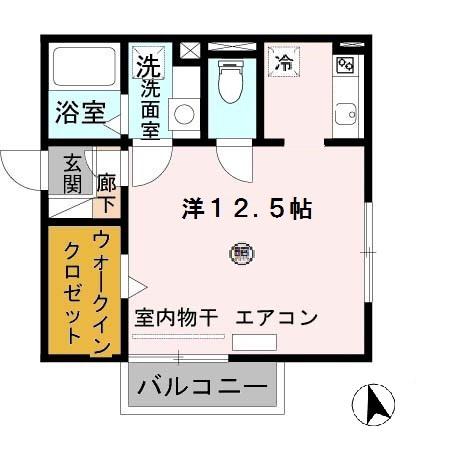 フォースクエア岡田(ワンルーム/2階)の間取り写真