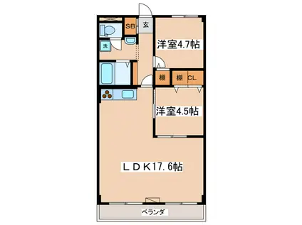 メゾン双葉(2LDK/2階)の間取り写真